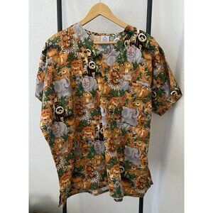 XL S.C.R.U.B.S. 100% Cotton African Animal Top Unisex Check Measurements
